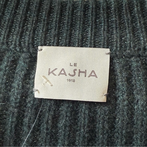 LE KASHA Monaco Cashmere Cropped Ribbed Button Cardigan Green One Size - Picture 6 of 6
